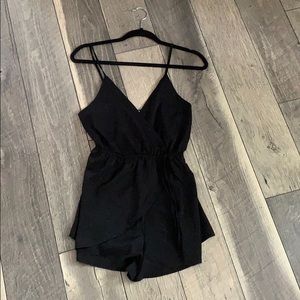 Black silk romper